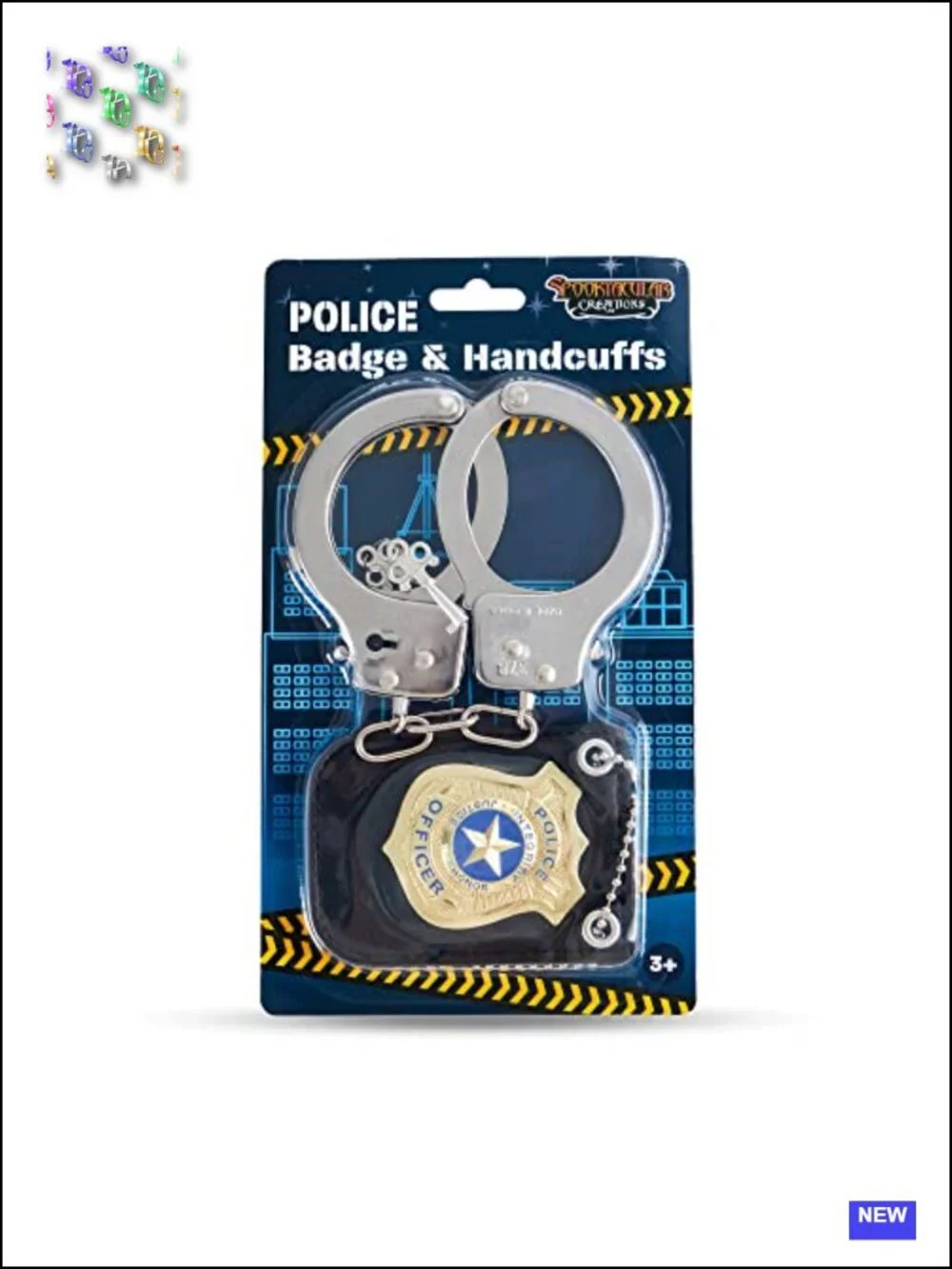 Police Costume Accessories Set - Handcuffs, Keys, Badge - Kids Role Play
